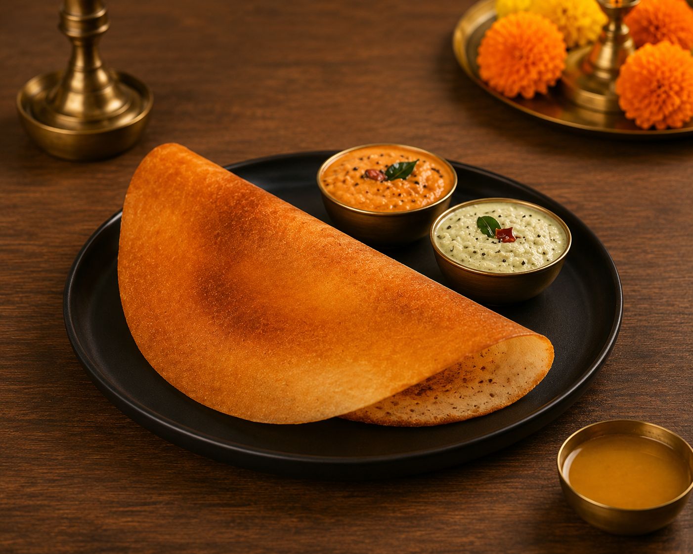 Freshly made benne dosa at The Govindam Cafe
